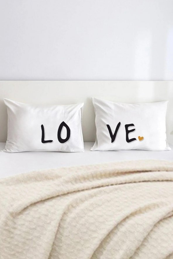 Lo-ve Pamuklu Çift Kişilik 50x70 cm Yastık Kılıfı Seti ürün görseli 1