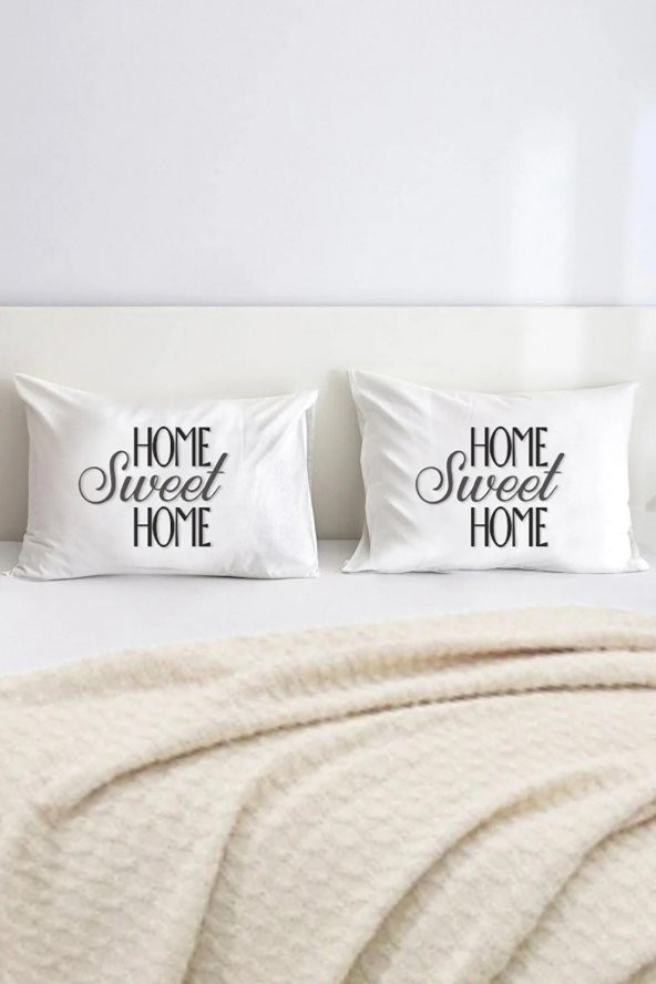 Home Sweet Home Pamuklu Çift Kişilik 50x70 cm Yastık Kılıfı Seti ürün görseli 1
