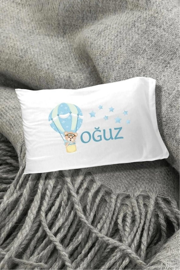 Uçan Balon Teddy Bear Pamuklu 30x45 cm Yastık Kılıfı ürün görseli 1