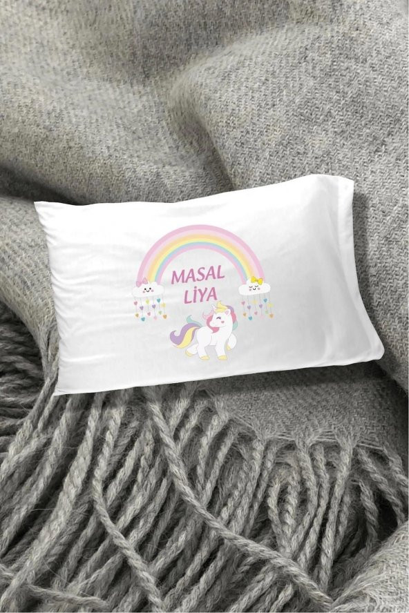 Unicorn Gökkuşağı Pamuklu 30x45 cm Yastık Kılıfı ürün görseli 1