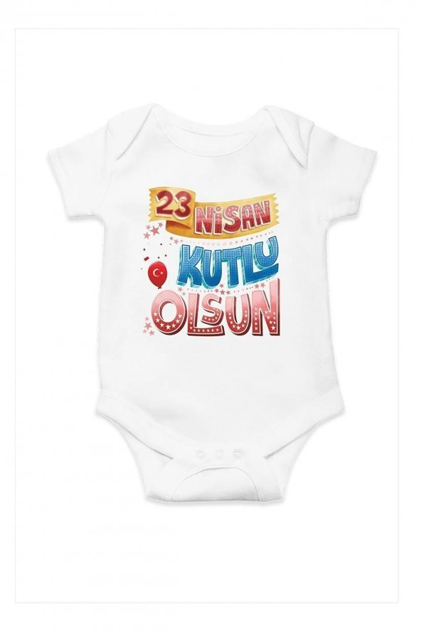23 Nisan Kutlu olsun Özel Tasarım Bebek Zıbın Pamuklu Çıtçıtlı Body ürün görseli 1