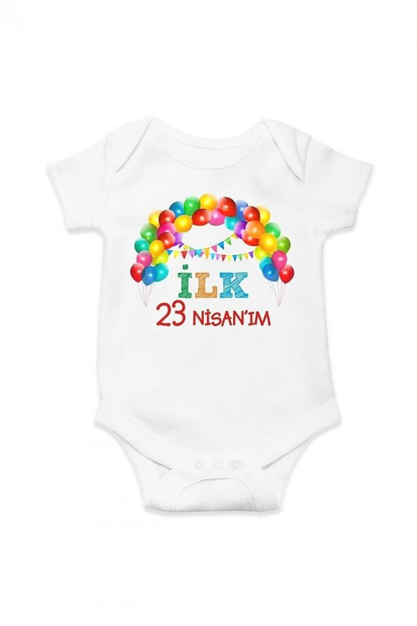İlk 23 Nisan Özel Tasarım Bebek Zıbın Pamuklu Çıtçıtlı Body ürün görseli 1