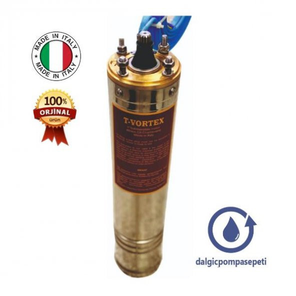 Vortex 4" T-VRT 750 - 380 V İtalyan Malı Dalgıç Pompa Motoru - 7,5 Hp ürün görseli 1