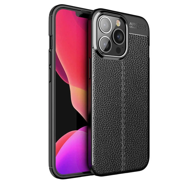 Apple iPhone 13 Pro Max Kılıf Zore Niss Deri Desenli0 Silikon Kılıf ürün görseli 1