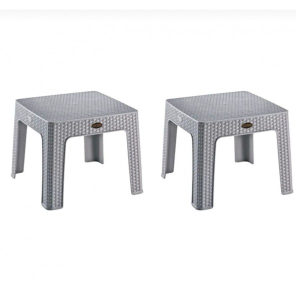 2 ADET Holıday Monoblok Rattan Sehpa Çöl Grisi / Bahçe Balkon Teras ürün görseli 1