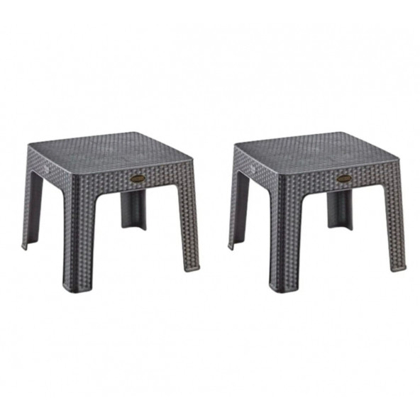 2 ADET Holıday Monoblok Rattan Sehpa Koyu Kahve ürün görseli 1