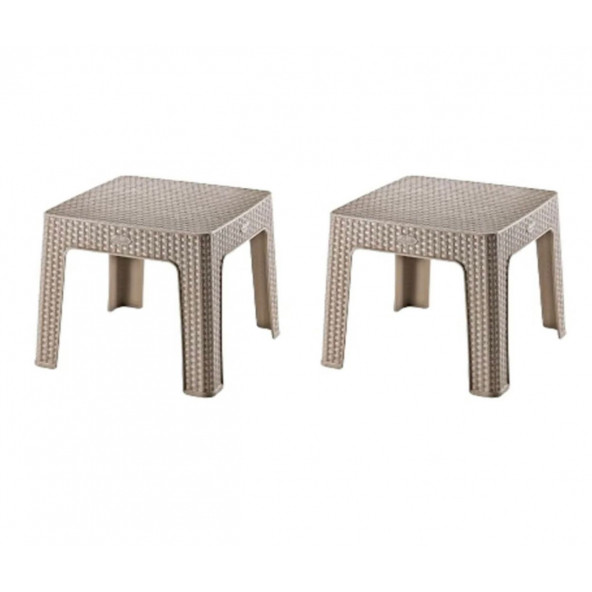 2 ADET Holıday Monoblok Rattan Sehpa Cappuchıno ürün görseli 1