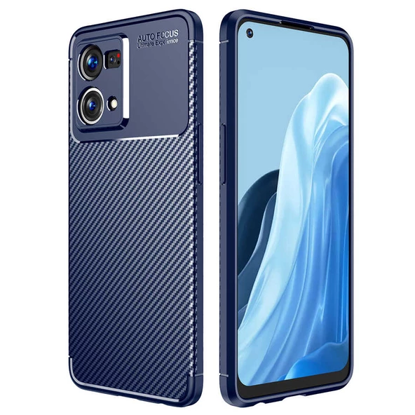Oppo Reno 7 4G Kılıf Zore Negro Karbon Tasarım Silikon Kılıf ürün görseli 1