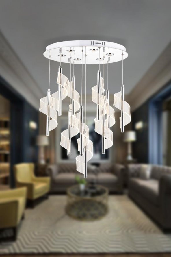 Eray Aydınlatma P7077-10 10lu Krom Sarkıt Led Avize ürün görseli 1
