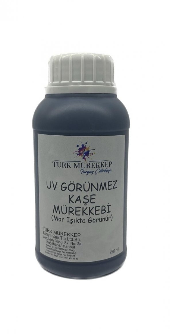 UV Görünmez Kaşe Mürekkebi 250 ml.  (Mor Işıkta görünür) ürün görseli 1