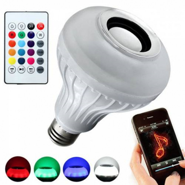 Bluetooth Hoparlörlü Kumandalı Rgb Akıllı Led Ampul 16 Renk Ampule Takılan Ses Bombası ürün görseli 1