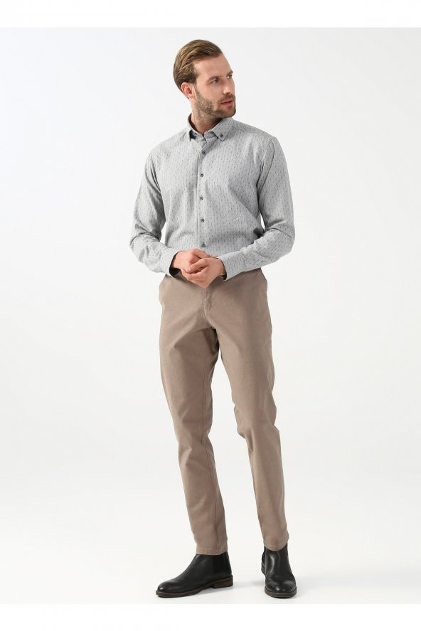 Normal Bel Normal Paça Slim Fit Bej Erkek Pantolon Pn2020500517 ürün görseli 1
