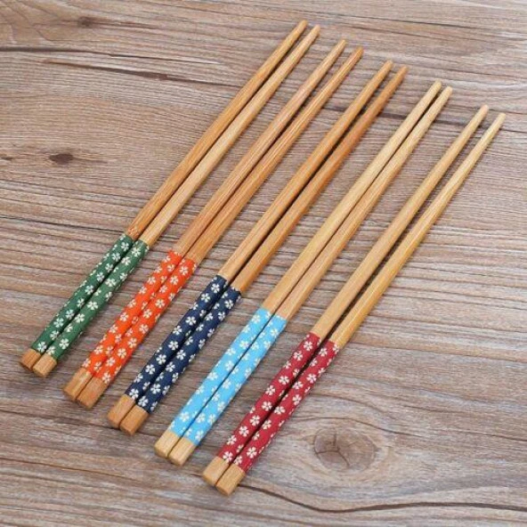 Chopstick Japon Çin Yemek Çubuğu 5 Çift Yıkanabilir Bambu ürün görseli 1