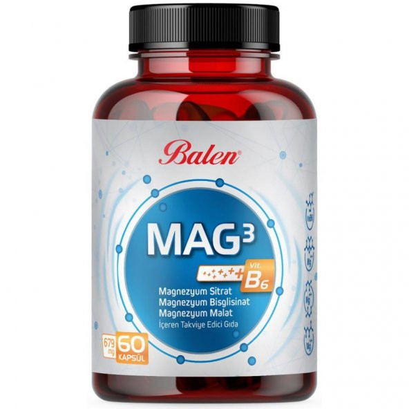 Balen Mag 3 Magnezyum Sitrat & Bisglisinat & Malat 679 Mg 60 Kapsül ürün görseli 1
