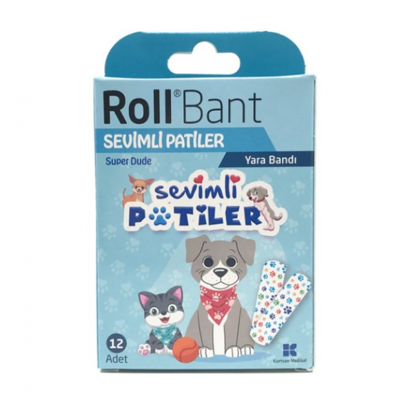 Roll Bant Yara Bandı Sevimli Patiler 12li ürün görseli 1