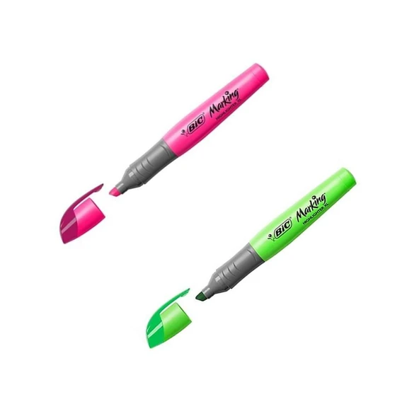Bic Kalem Tipi Yuvarlak Gövde Fosforlu Kalem Pembe + Yeşil ürün görseli 1