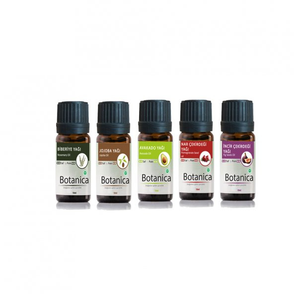Botanica Cilt Bakım Yağları Biberiye Jojoba  Avakado İncir Çekirdeği Üzüm Çekirdeği Yağı 5Li Set ürün görseli 1