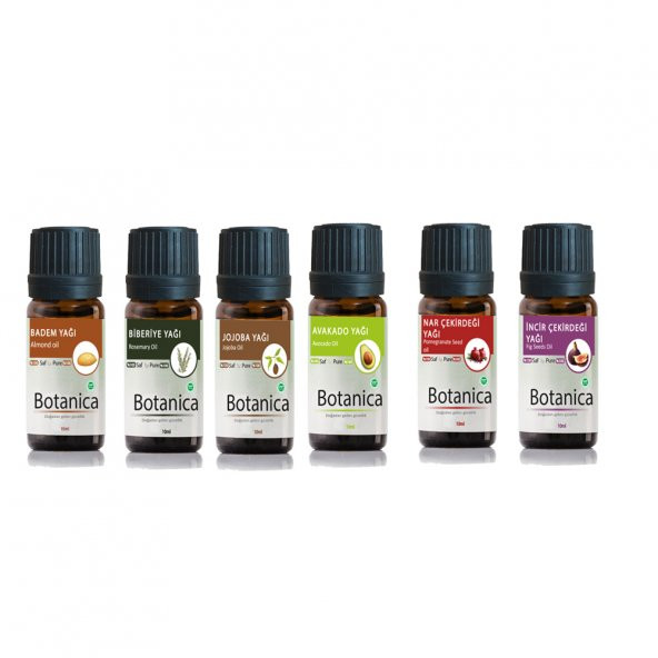 Botanica Cilt Bakım Yağ Seti Badem Biberiye Jojoba Avakado İncir ve Üzüm Çekirdeği Yağı ürün görseli 1