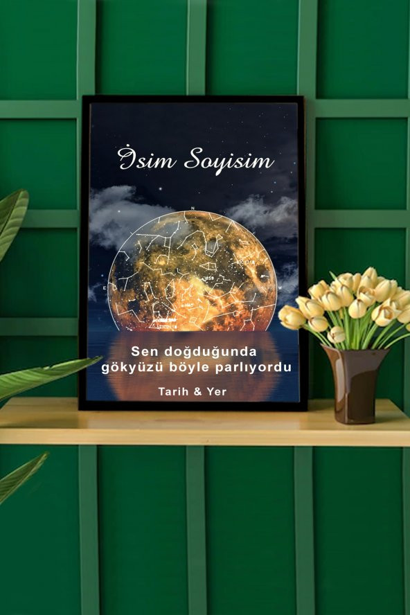 BNC DESIGN Kişiye Özel Gökyüzü Yıldız Haritası Hediye Tablo Spotify Kodlu Doğum Haritası ürün görseli 1