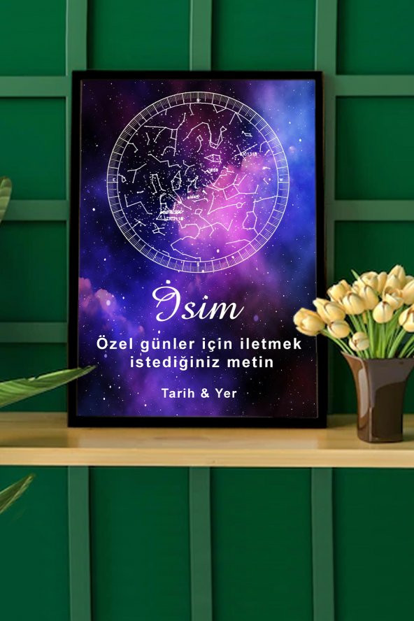 BNC DESIGN Kişiye Özel Gökyüzü Yıldız Haritası Hediye Tablo spotify kodlu doğum haritası ürün görseli 1