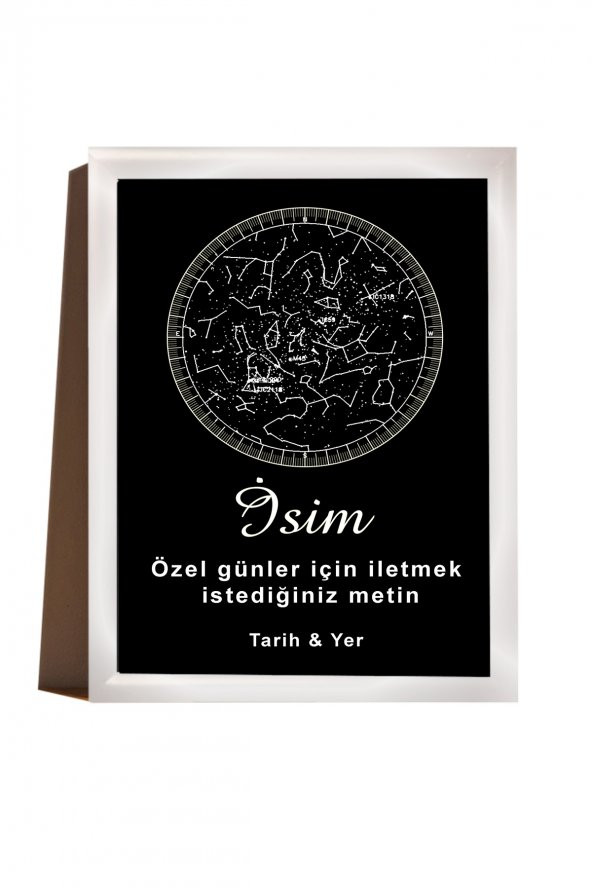 Kişiye Özel Yıldız Haritası Çerçeveli Gökyüzü Yıldız Haritası Doğum Günü Sevgiliye Hediye Tablo ürün görseli 1