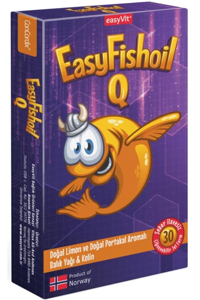 Easyfishoil Q Kids dha Kolin B6 B12 Vitamini ve Folik Asit  Çiğnenebilir 30 Tablet ürün görseli 1