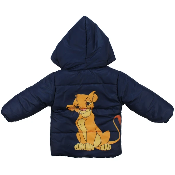 Lacivert Simba Baskılı Kapşonlu Mont - Resim 9