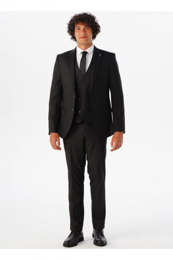 Sivri Yaka Slim Fit Siyah Erkek Takım Elbise Tk1001100114 ürün görseli 1