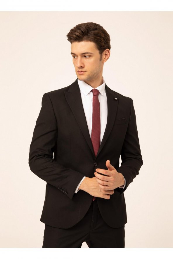 Normal Bel Slim Fit Siyah Erkek Takım Elbise Tk1000600242 ürün görseli 1
