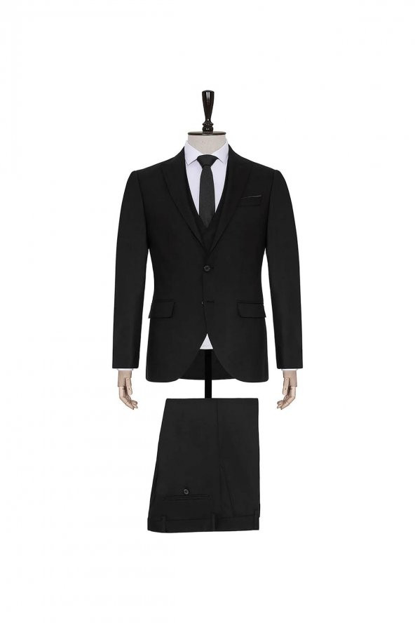 Normal Bel Slim Fit Siyah Erkek Takım Elbise Tk1006900226 ürün görseli 1