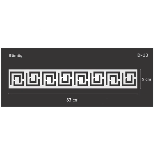 D-13 Gümüş 83 x 5 cm Sibu Aynalı Pleksi Mobilya Dolap Süsü ürün görseli 1