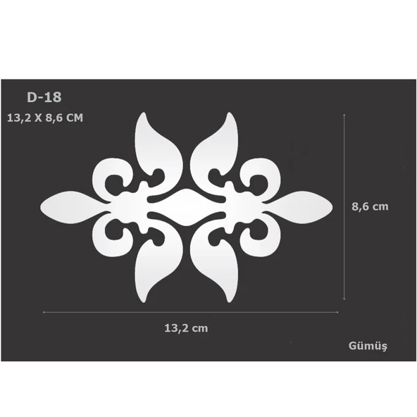 D-18 Gümüş 13,2 x 8,6 cm Sibu Aynalı Pleksi Mobilya Dolap Süsü ürün görseli 1