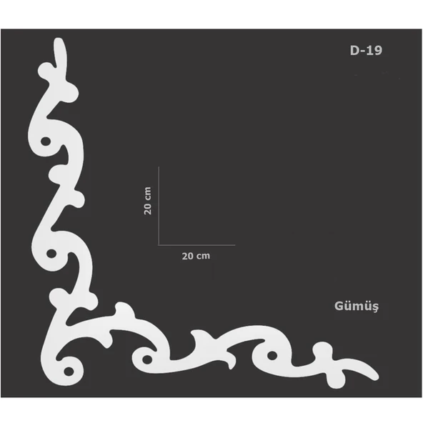 D-19 Gümüş 20 x 20 cm Sibu Aynalı Pleksi Mobilya Dolap Süsü ürün görseli 1