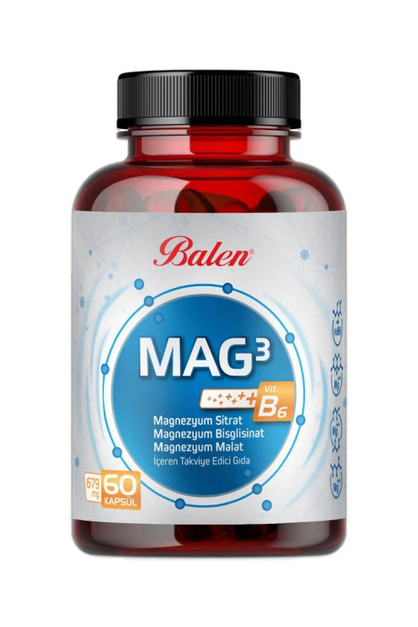 Balen Mag 3 Magnezyum Sitrat & Bisglisinat & Malat 679 Mg 60 Kapsül ürün görseli 1
