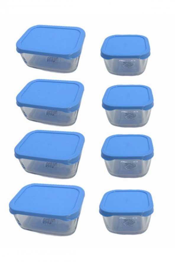 8 Parça 53733 + 53223 Saklama Kabı Mavi Pls Kapak Set ürün görseli 1