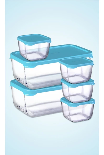 Paşabahçe Mavi 6 Parça Snowbox Saklama Kabı Takımı 2 Büyük + 4 Küçük ürün görseli 1