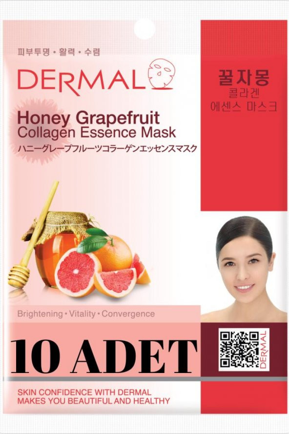 DERMAL Aydınlatıcı ve Canlandırıcı Bal Greyfurt Kolajen Özlü Maske X10 Adet ürün görseli 1