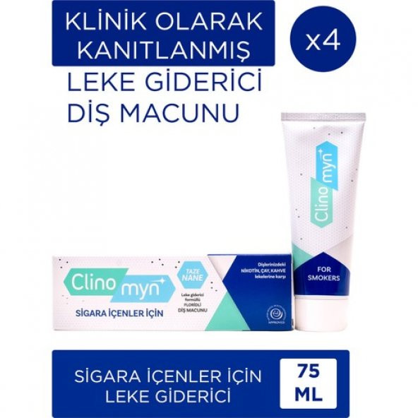 Clinomyn Smokers Sigara İçenler İçin Diş Beyazlatan Leke Giderici Diş Macunu 75 ml x 4 Adet ürün görseli 1