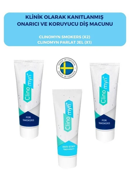 Clinomyn Smokers Sigara Içenler Için Diz Beyazlatan 75ml X 2 + Temizle Parlat Diş Beyazlatan ve Parlatan Fresh Jel Diş Macunu 75 ml ürün görseli 1