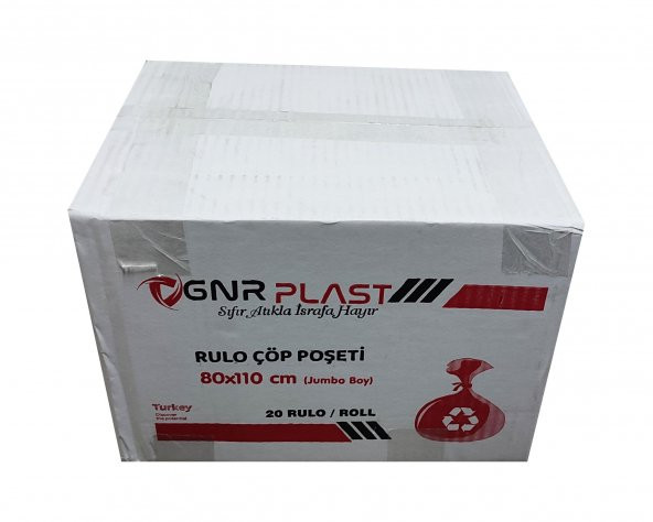 GNR Endüstriyel Jumbo Çöp Torbası Poşeti - 2 Kat - Siyah - 400 Gr. - 80x110 Cm. -10x20 Rulo / Koli ürün görseli 1