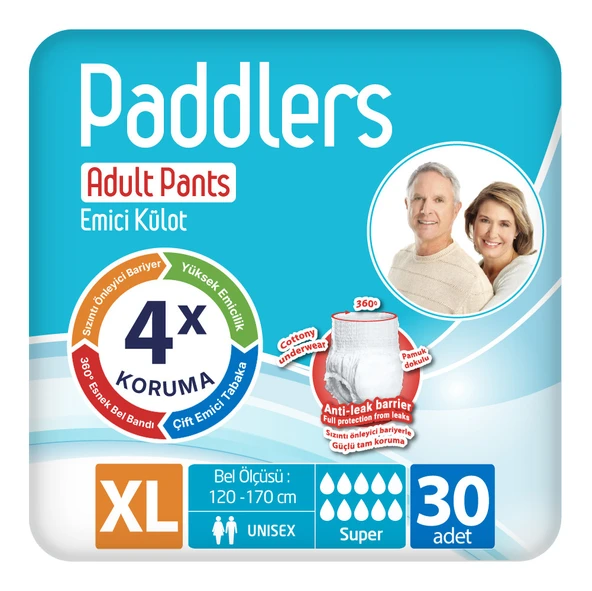 Paddlers Yetişkin Hasta Emici Külot Bez X-Large 30 Adet ürün görseli 1