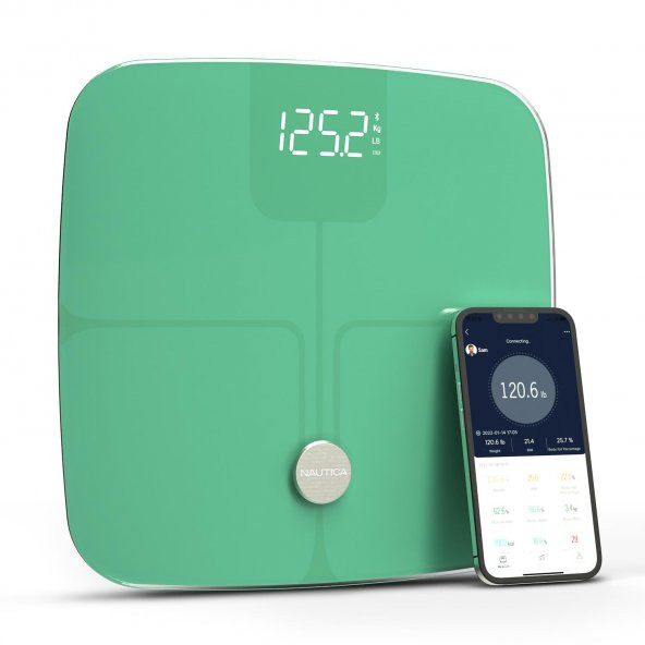 Nautica Classic Collection Plus Vücut Analizli Akıllı Bluetooth Tartı Baskül Yeşil ürün görseli 1