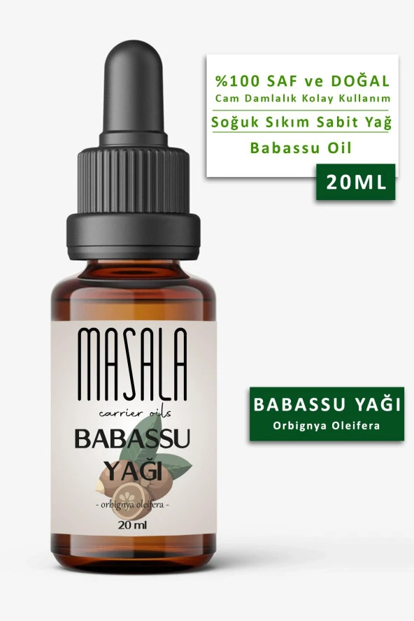 Masala Saf Babassu Yağı 20 ml. Soğuk Pres (Babassu Carrier Oil) ürün görseli 1