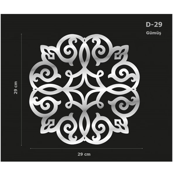 D-29 Gümüş 29 x 29 cm Sibu Aynalı Pleksi Mobilya Dolap Süsü ürün görseli 1