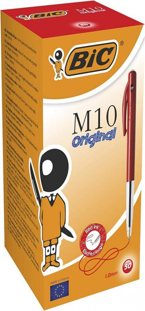 BIC TUKENMEZ KALEM M10 BASMALI 50LI KUTU KIRMIZI ürün görseli 1