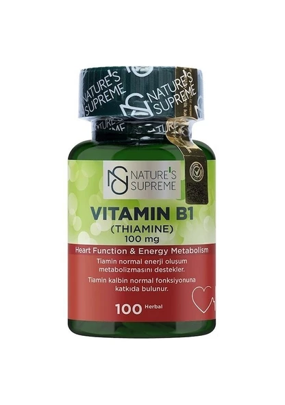 Natures Supreme Vitamin B1 100 Mg 100 Kapsül Aromasiz ürün görseli 1