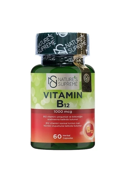 Natures Supreme Vitamin B12 1000 Mcg 60 Kapsül Aromasiz ürün görseli 1