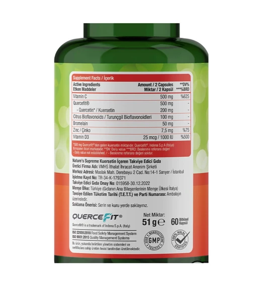 Natures Supreme Quercetin Complex 60 Kapsül - Resim 2