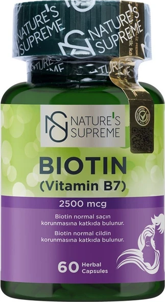 Natures Supreme Biotin 2500 Mcg 60 Kapsül ürün görseli 1