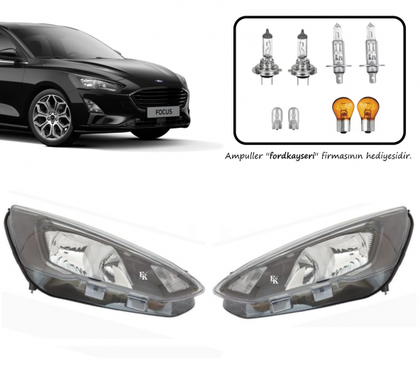Ford Focus 4 Ön Far Lamba Siyah Zemin Sağ Sol Takım 20182022 ürün görseli 1